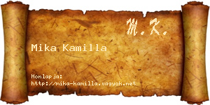 Mika Kamilla névjegykártya